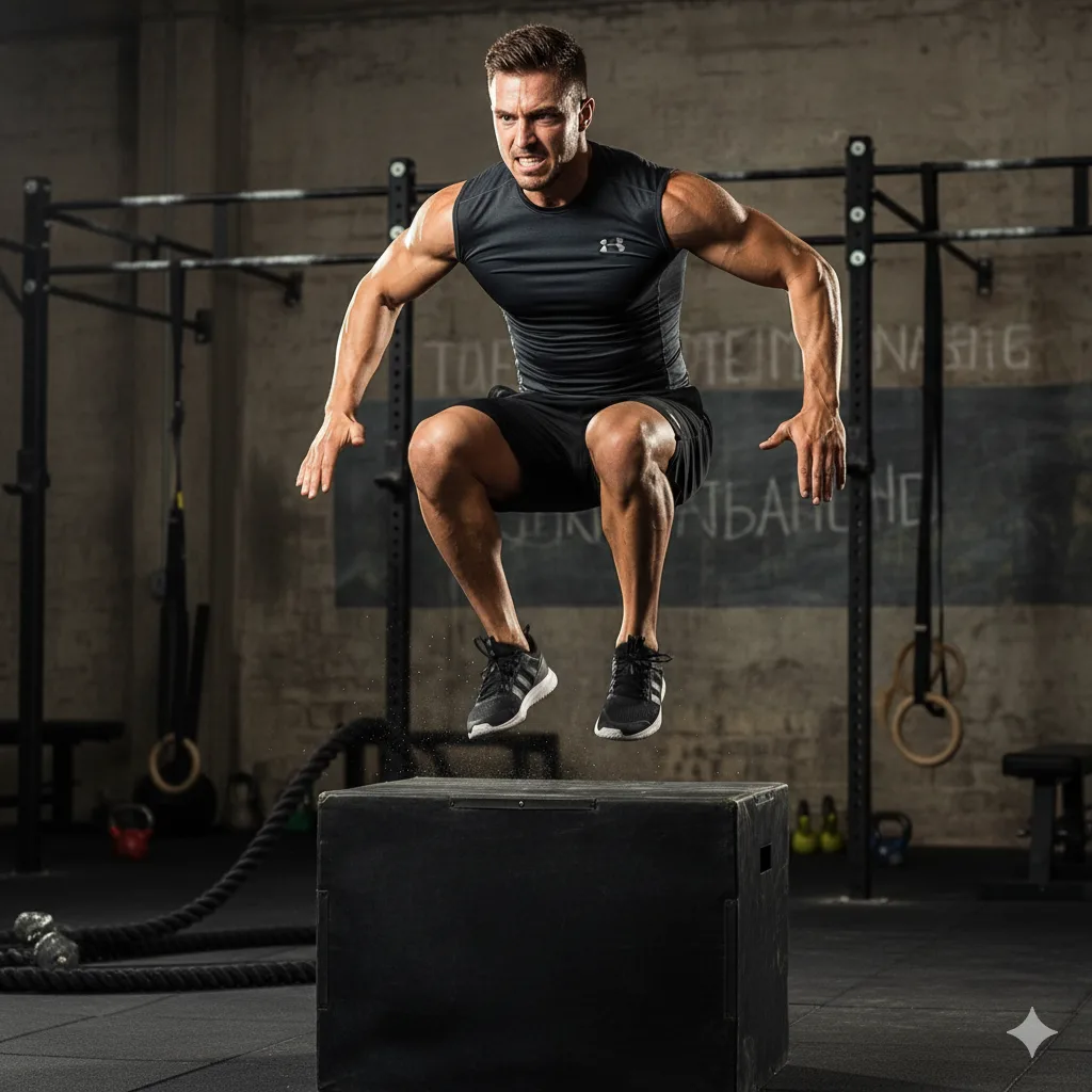 Hombre saltando cardio hiit